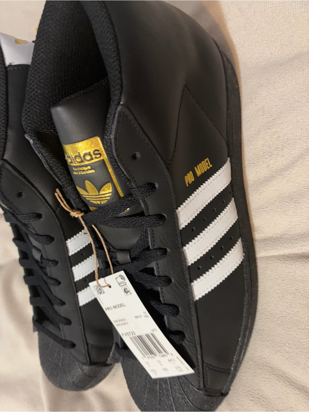 Adidas Men’s  Black & White Pro Model Sneakers with Gold Logo - Picture 5 of 7